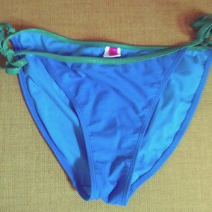 OP Rock Your Shine Blue Green trim String Bikini Bottom Sz Large